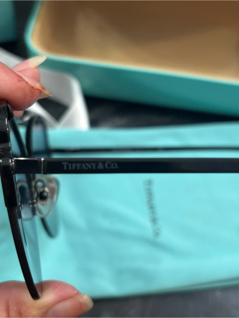 Tiffany & Co. Teal Case with Blue Gradient Lens Aviator Sunglasses